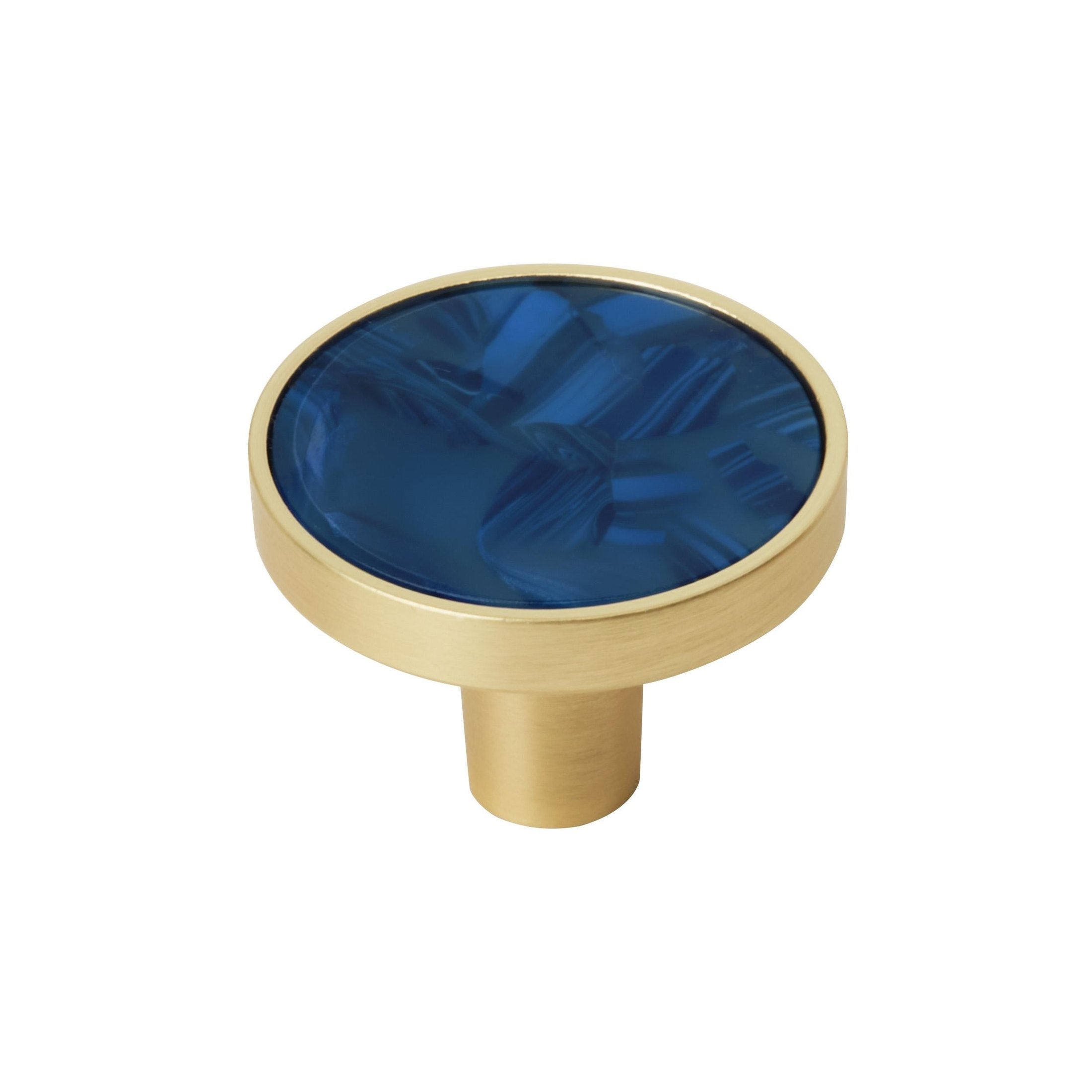 Accents 11/4 inch (32mm) Diameter Gold/Navy Blue Cabinet Knob 2 Pack
