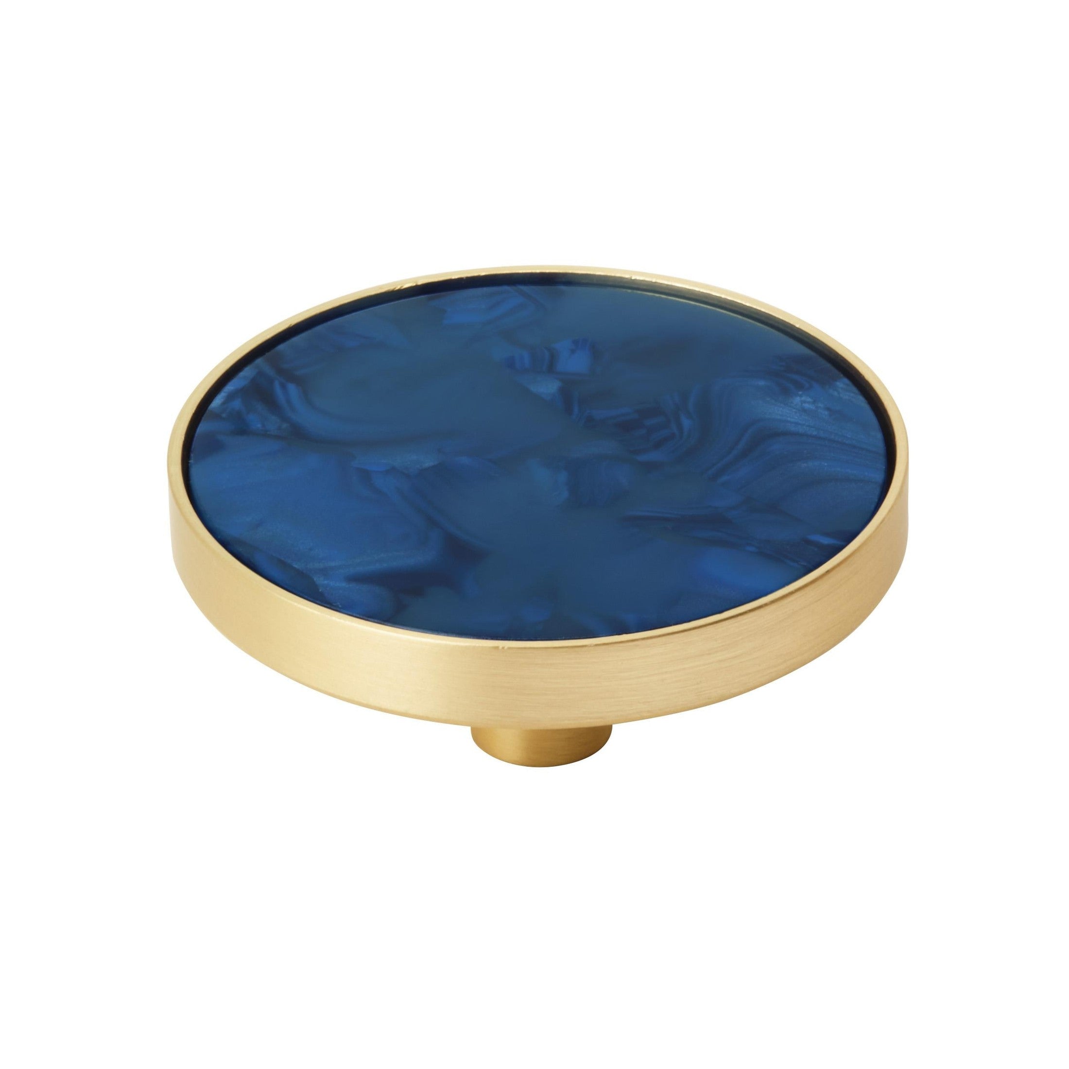 Accents 2 inch (51mm) Diameter Gold/Navy Blue Cabinet Knob 2 Pack