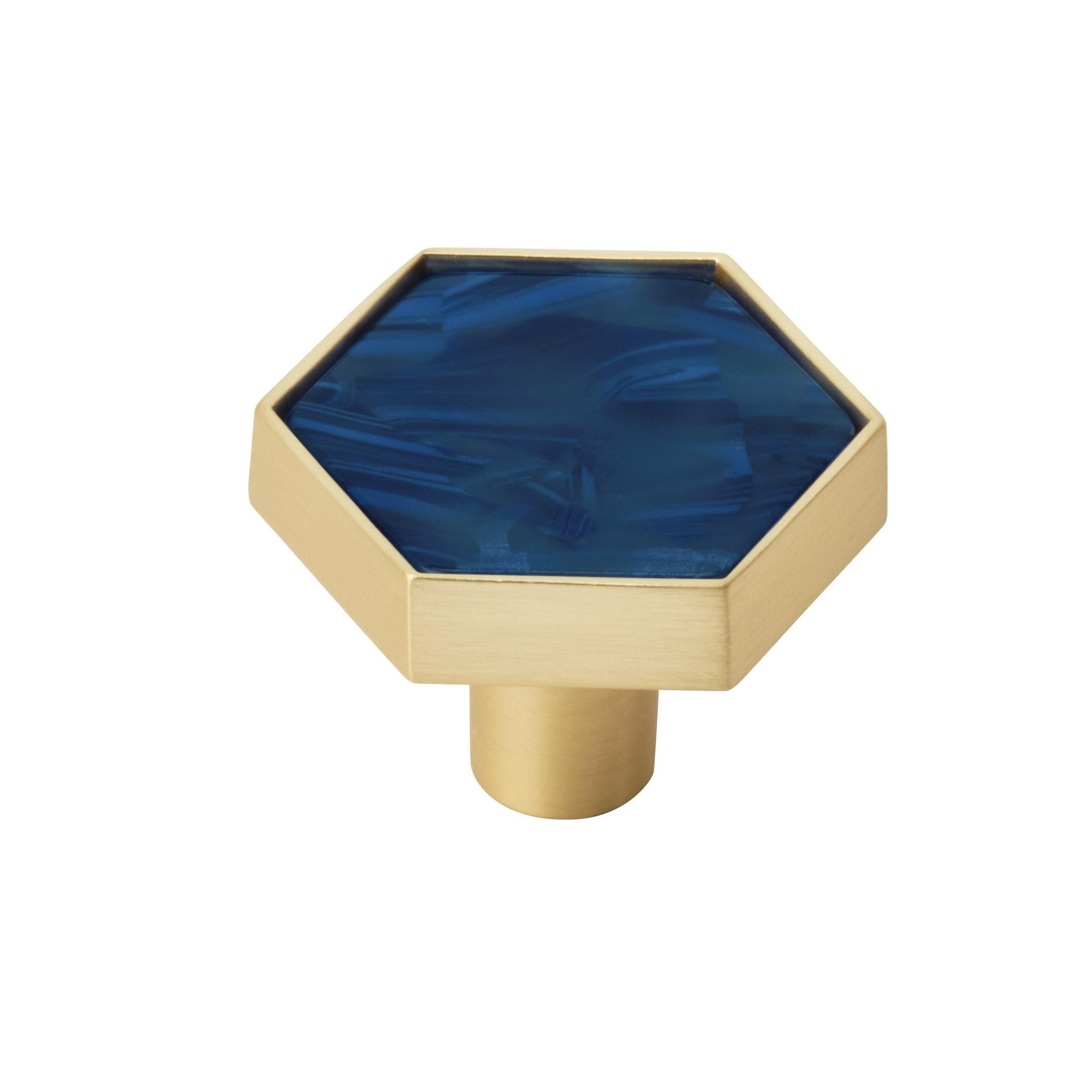 Accents 15/16 inch (33mm) Length Gold/Navy Blue Cabinet Knob 2 Pack
