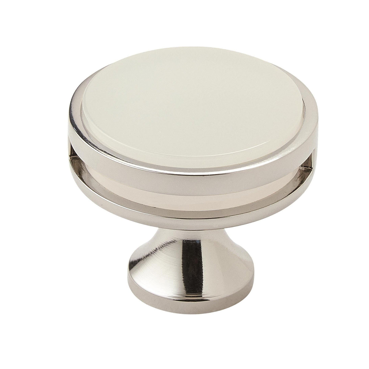 Oberon 13/8 inch (35mm) Diameter Polished Nickel/Frosted Acrylic Cabinet Knob