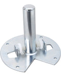 A silver metal mounting bracket with a central cylindrical post and a circular base plate, shown on a plain white background.