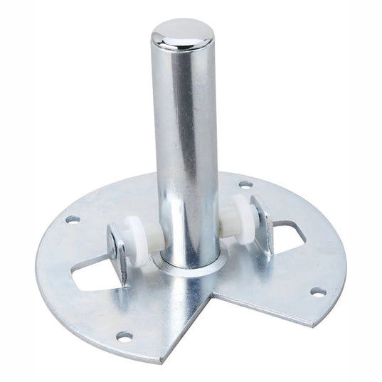A silver metal mounting bracket with a central cylindrical post and a circular base plate, shown on a plain white background.