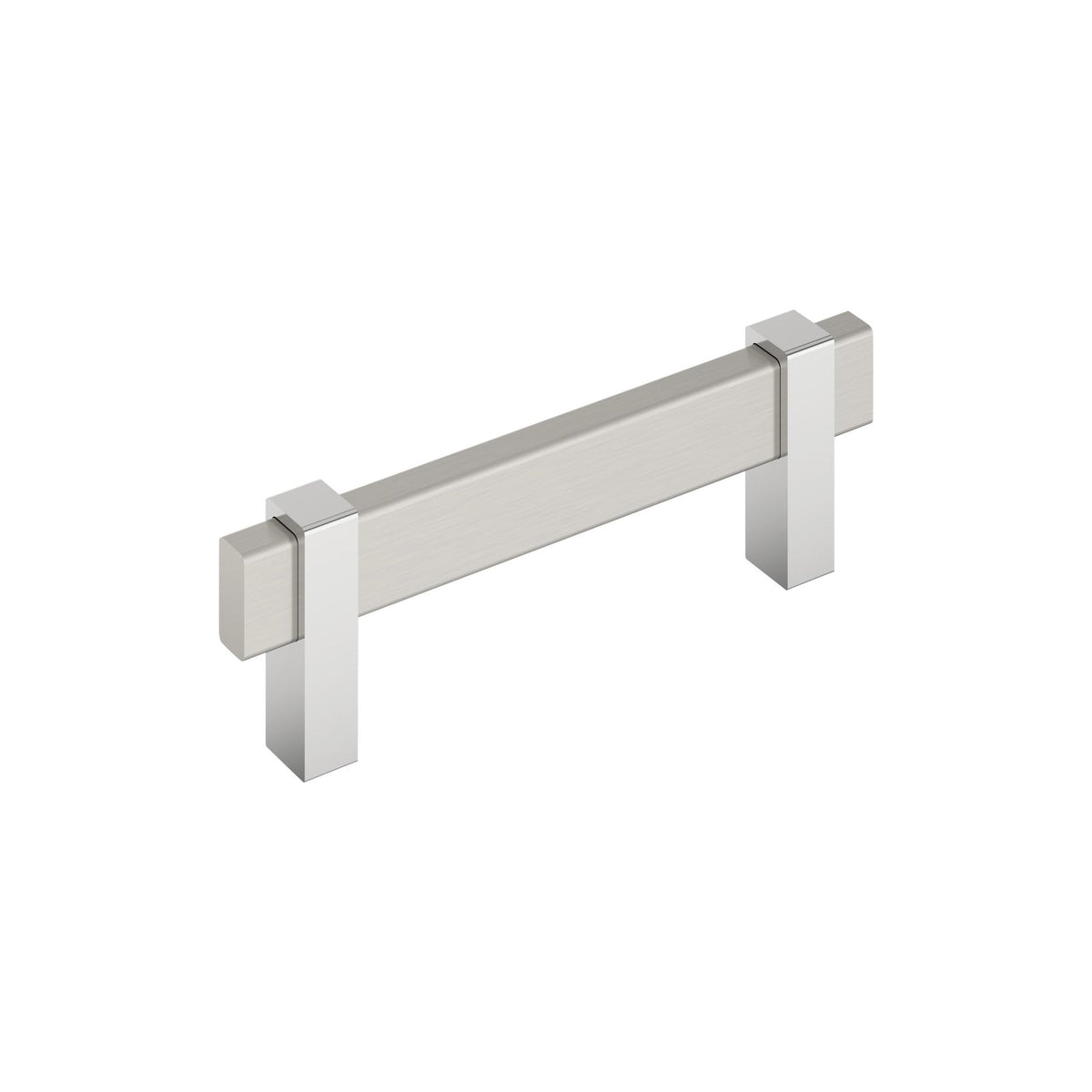 Mulino 33/4 inch (96mm) CentertoCenter Satin Nickel/Polished Chrome Cabinet Pull