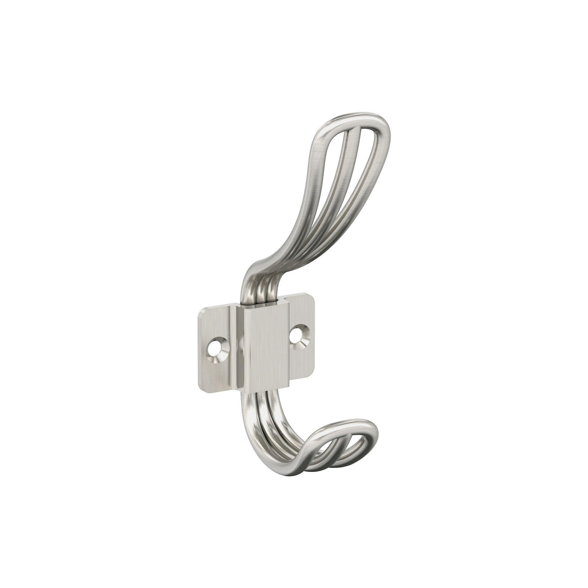 Vinland Double Prong Satin Nickel Decorative Wall Hook