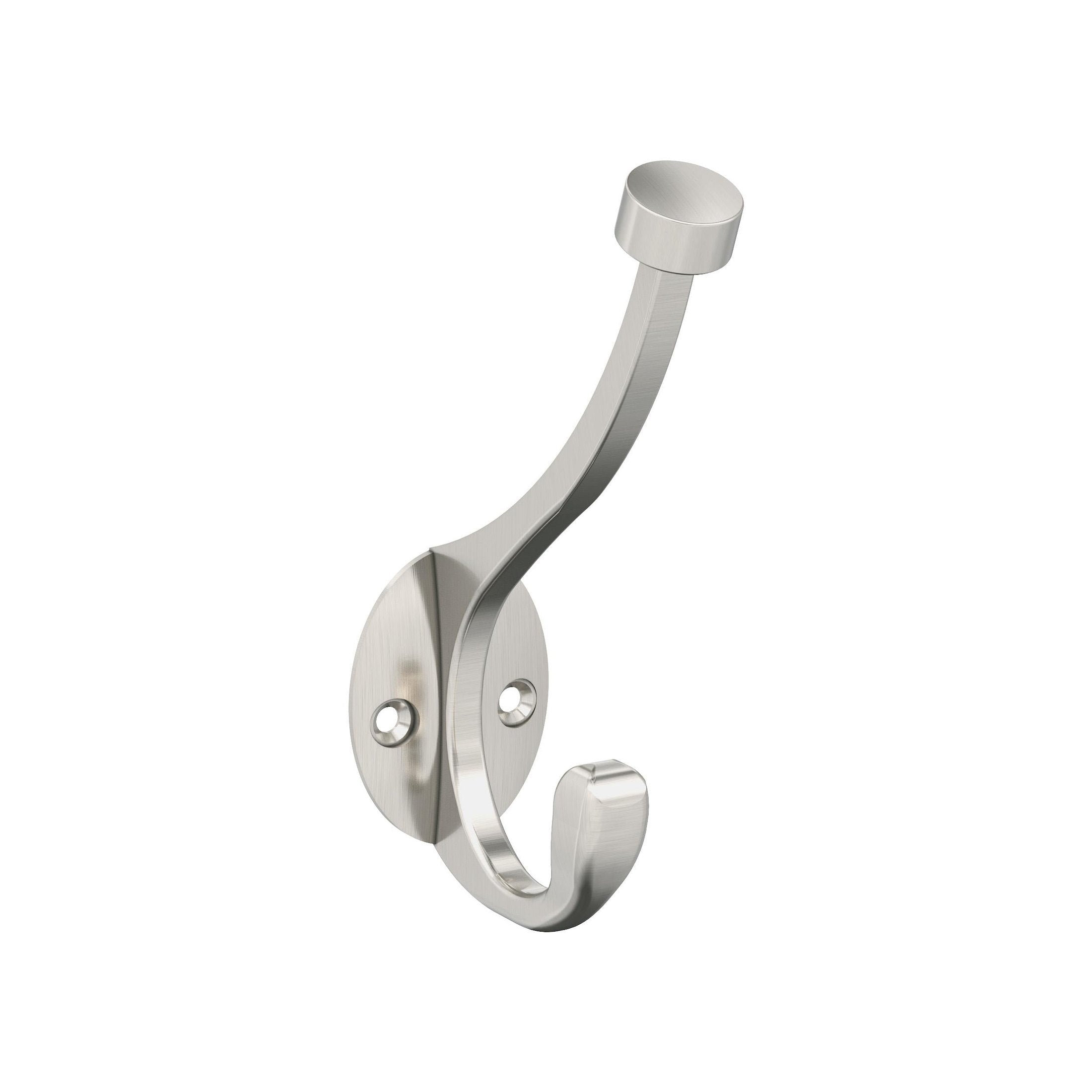 Adare Double Prong Satin Nickel Decorative Wall Hook