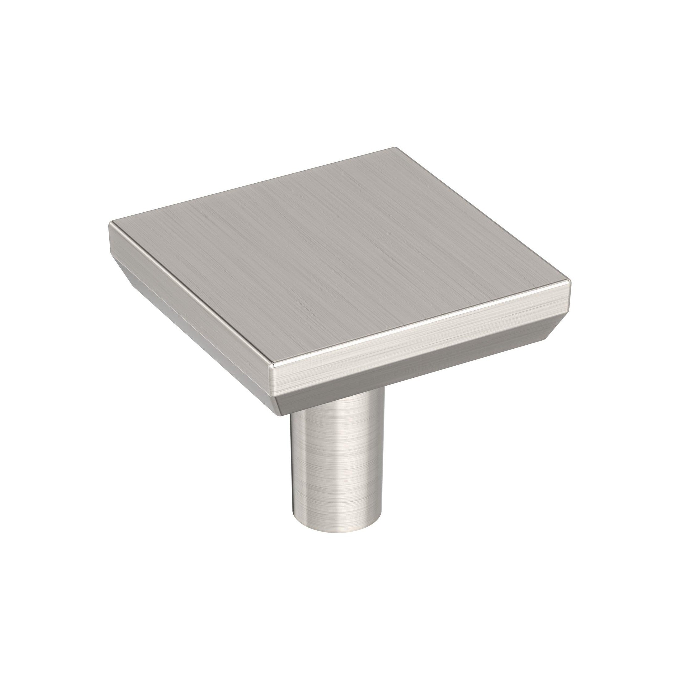 Chamfered Edge 11/16 inch (27mm) Length Satin Nickel Cabinet Knob