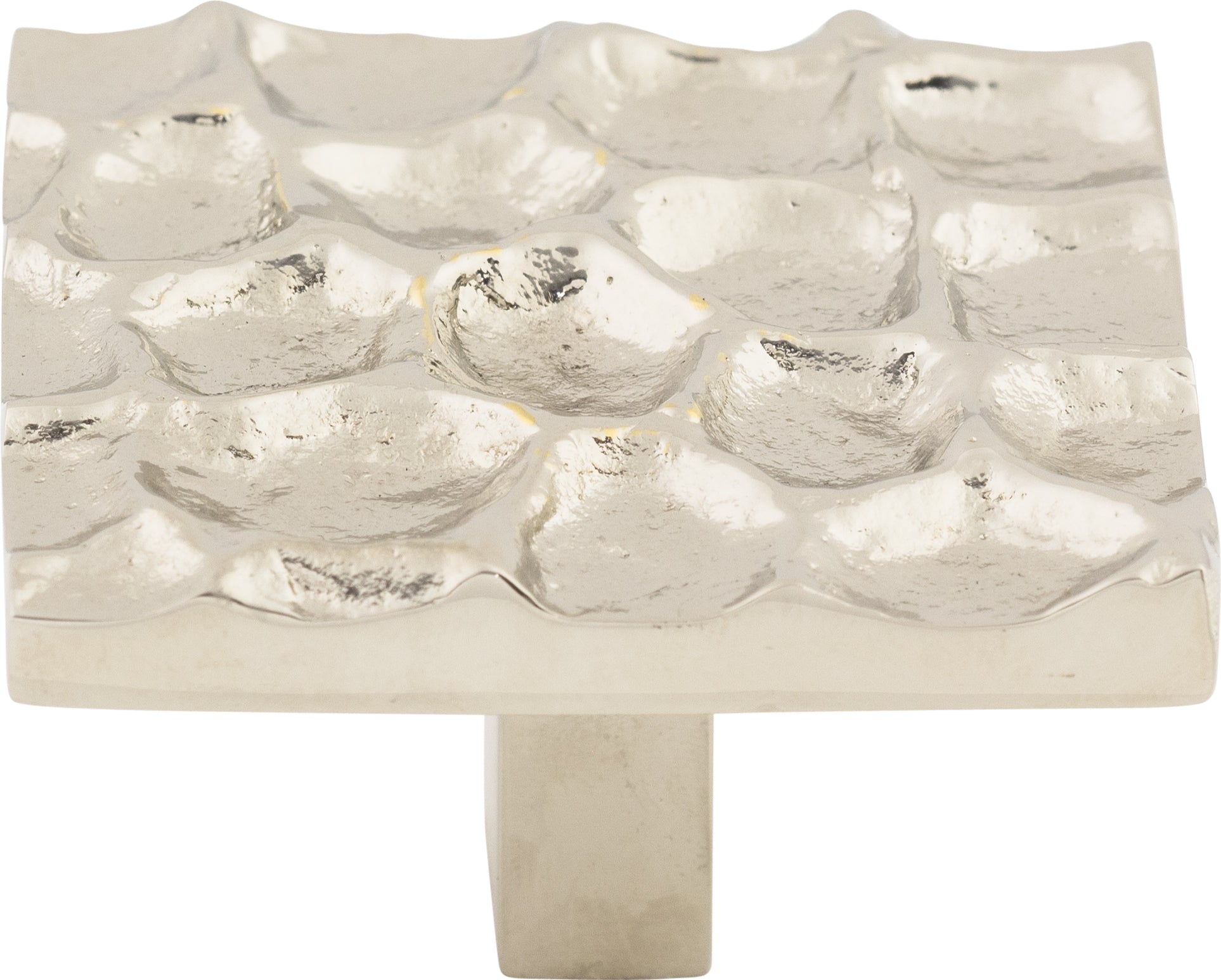 Top Knobs Cobblestone Series 1-15/16"L Square Knob, Polished Nickel