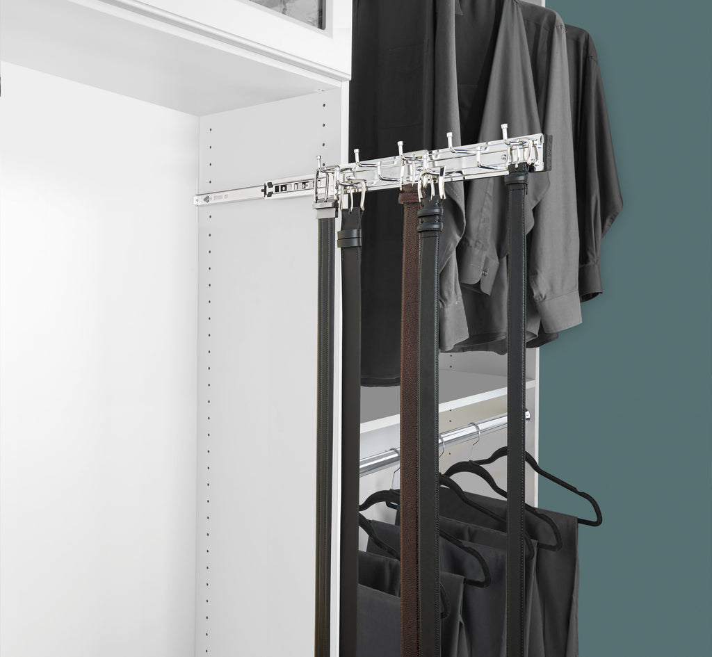 14" Chrome Pullout Side Mount Belt Rack