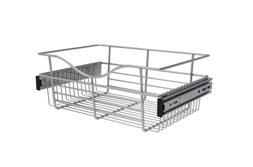 Chrome 18" Wire Pullout Basket for 12" Deep Closet - 7" H