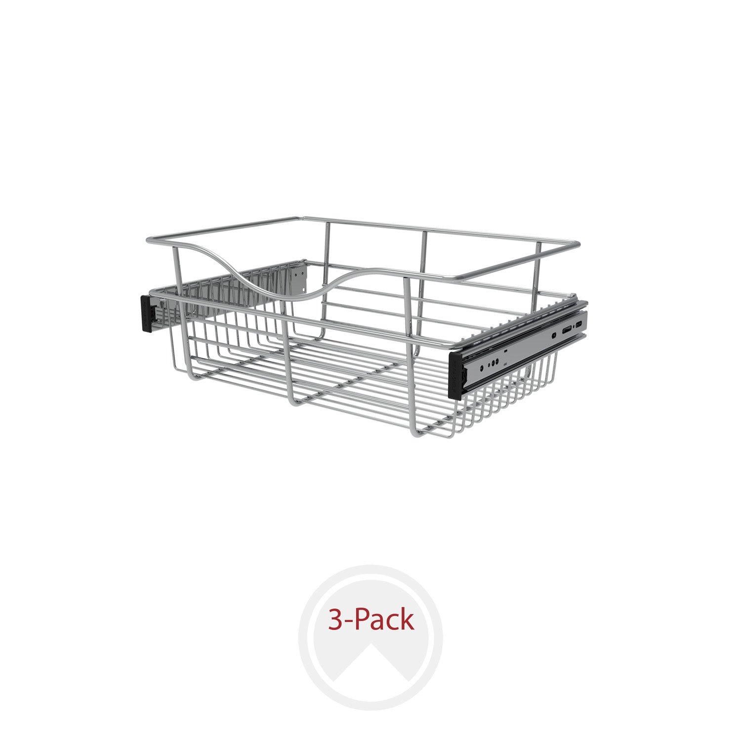 Chrome 18" Wire Pullout Basket for 12" Deep Closet - 7" H (3-pack)