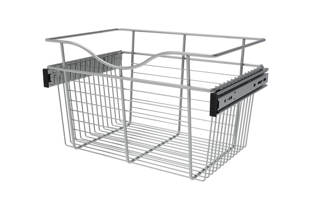 Chrome 18" Wire Pullout Basket for 12" Deep Closet - 11" H