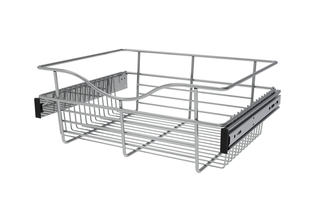 Chrome 18" Wire Pullout Basket for 14" Deep Closet 7" H