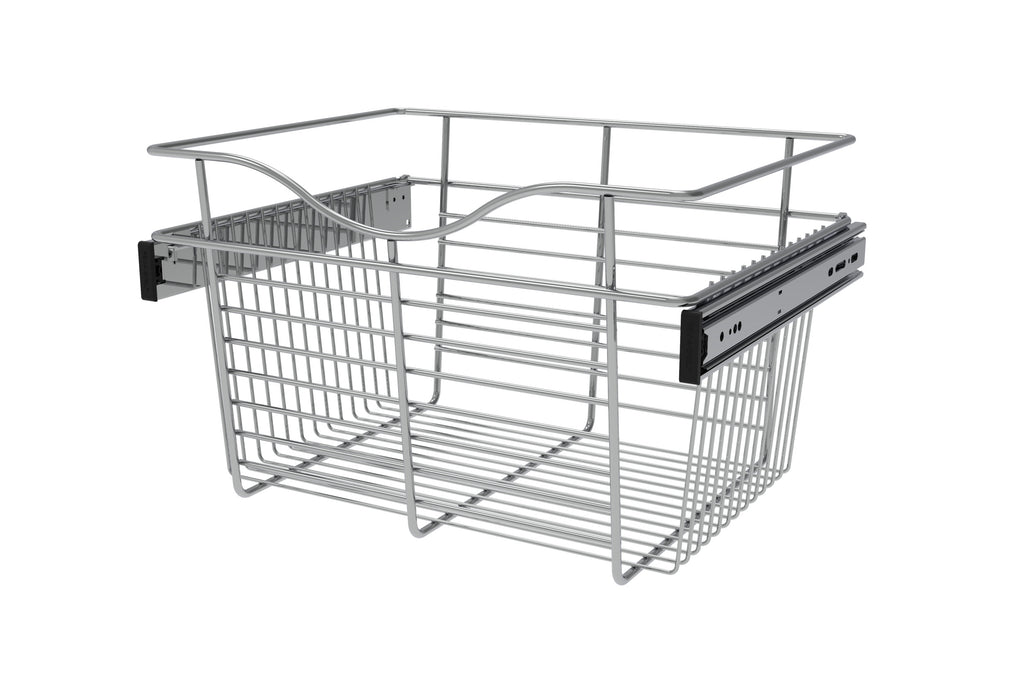 Chrome 18" Wire Pullout Basket for 14" Deep Closet - 11" H