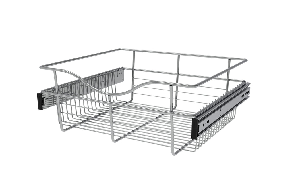 Chrome 18" Wire Pullout Basket for 16" Deep Closet - 7" H