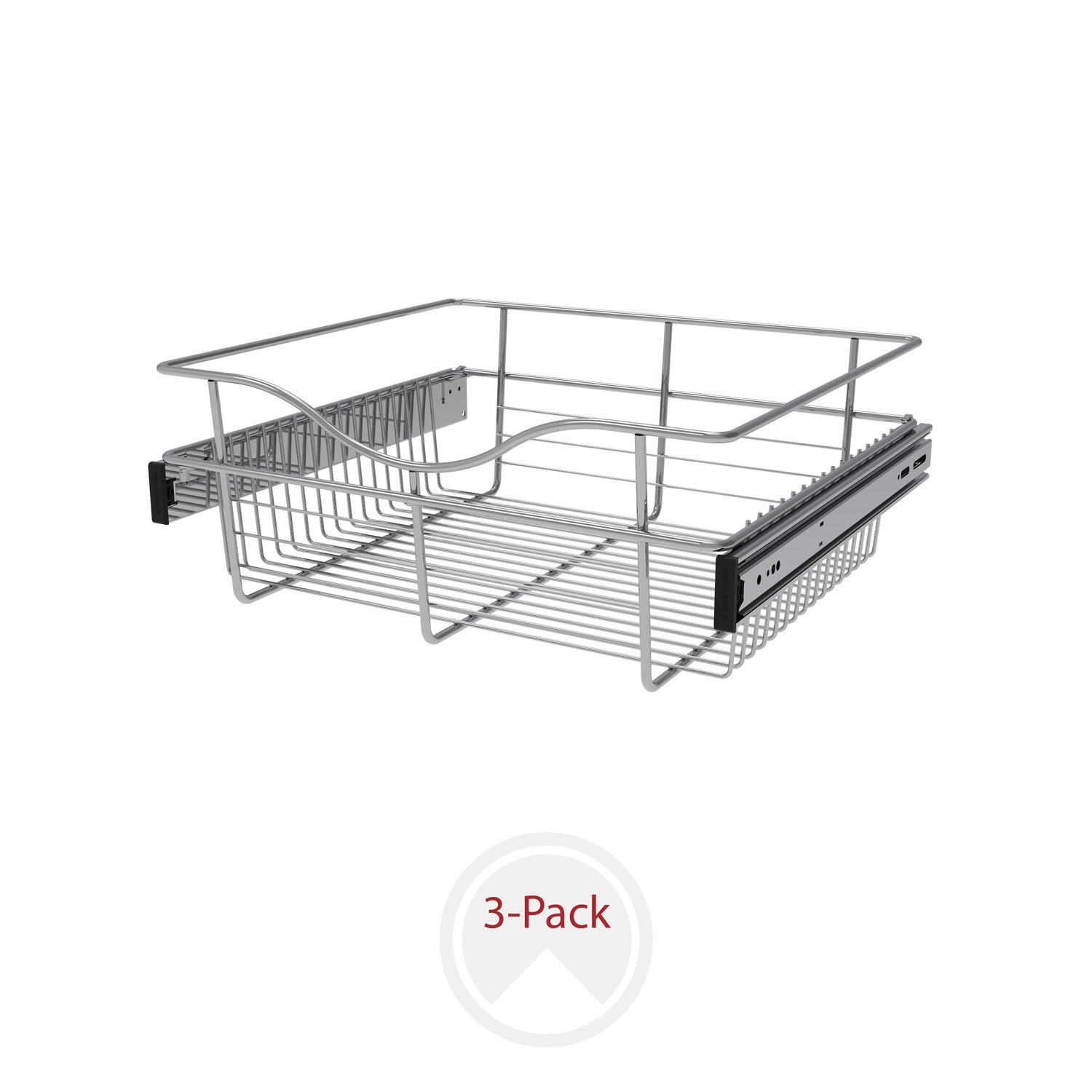 Chrome 18" Wire Pullout Basket for 16" Deep Closet - 7" H (3-pack)