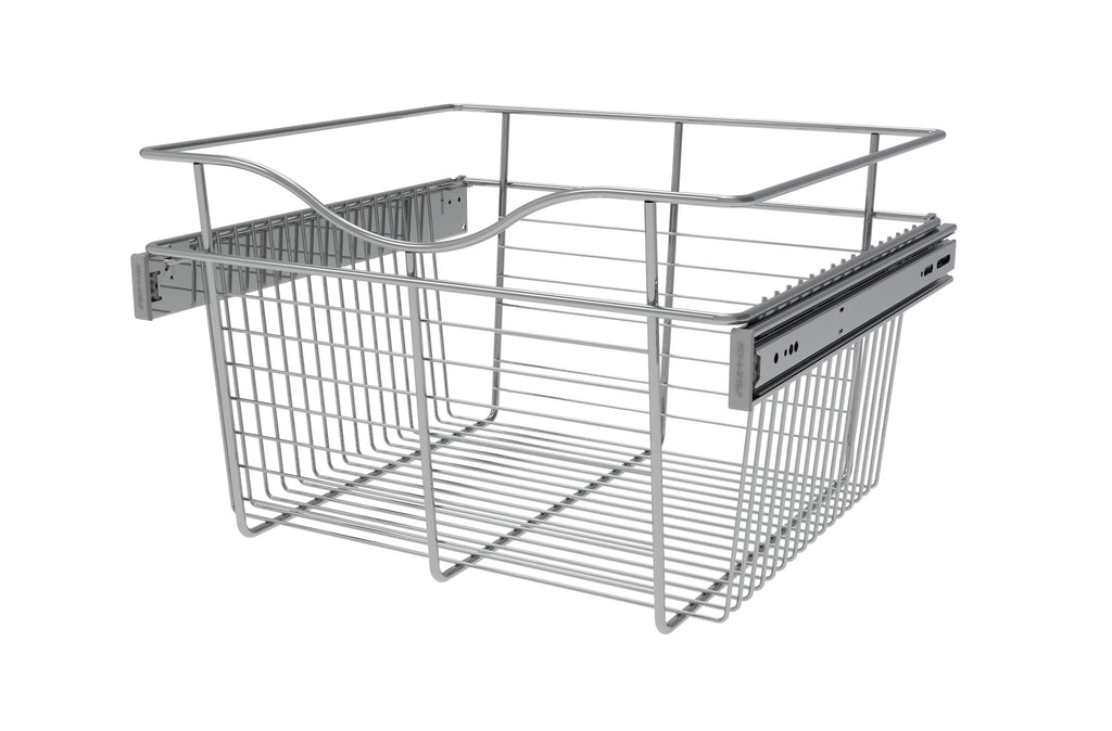 Chrome 18" Wire Pullout Basket for 16" Deep Closet - 11" H