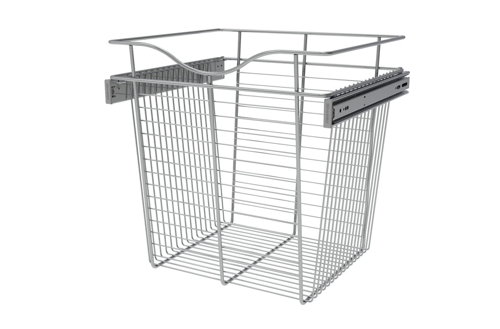 Chrome 18" Wire Pullout Basket for 16" Deep Closet - 18" H