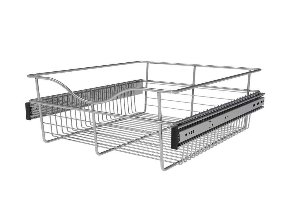 Chrome 18" Wire Pullout Basket for 20" Deep Closet - 7" H