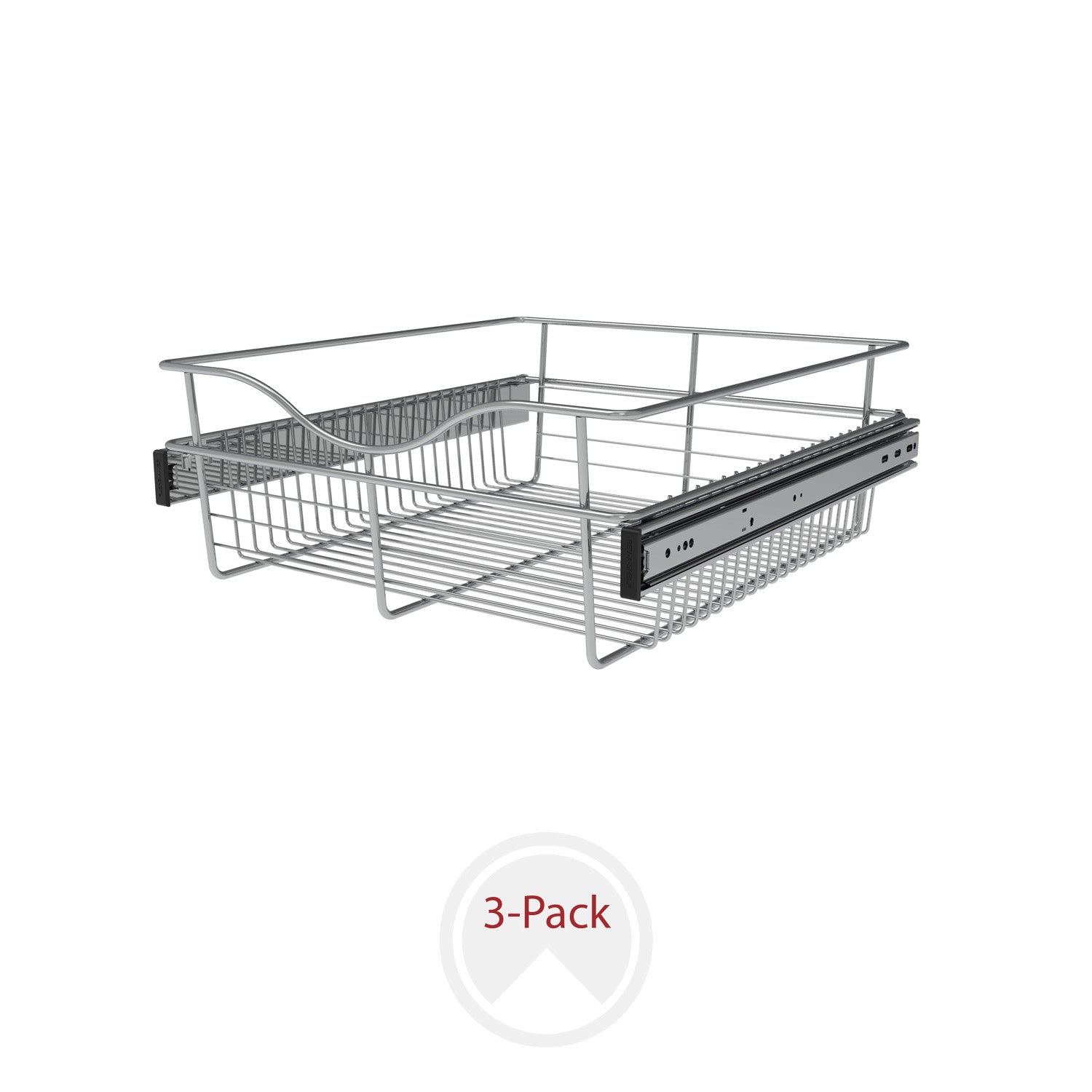 Chrome 18" Wire Pullout Basket for 20" Deep Closet - 7" H (3-pack)