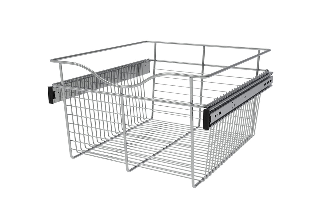 Chrome 18" Wire Pullout Basket for 20" Deep Closet - 11" H