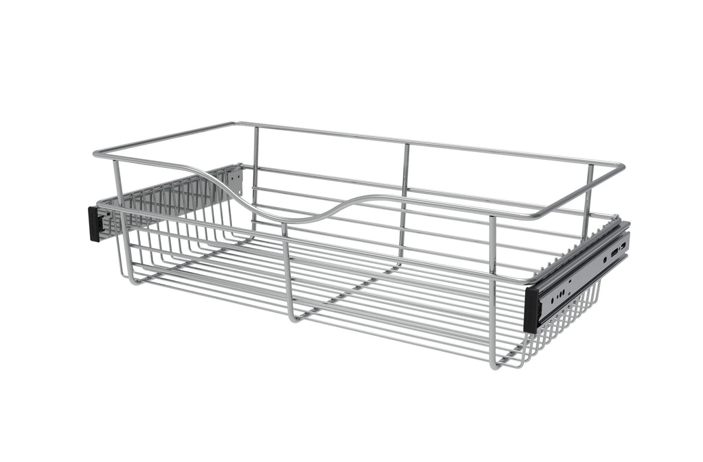 Chrome 24" Wire Pullout Basket for 12" Deep Closet  - 7" H