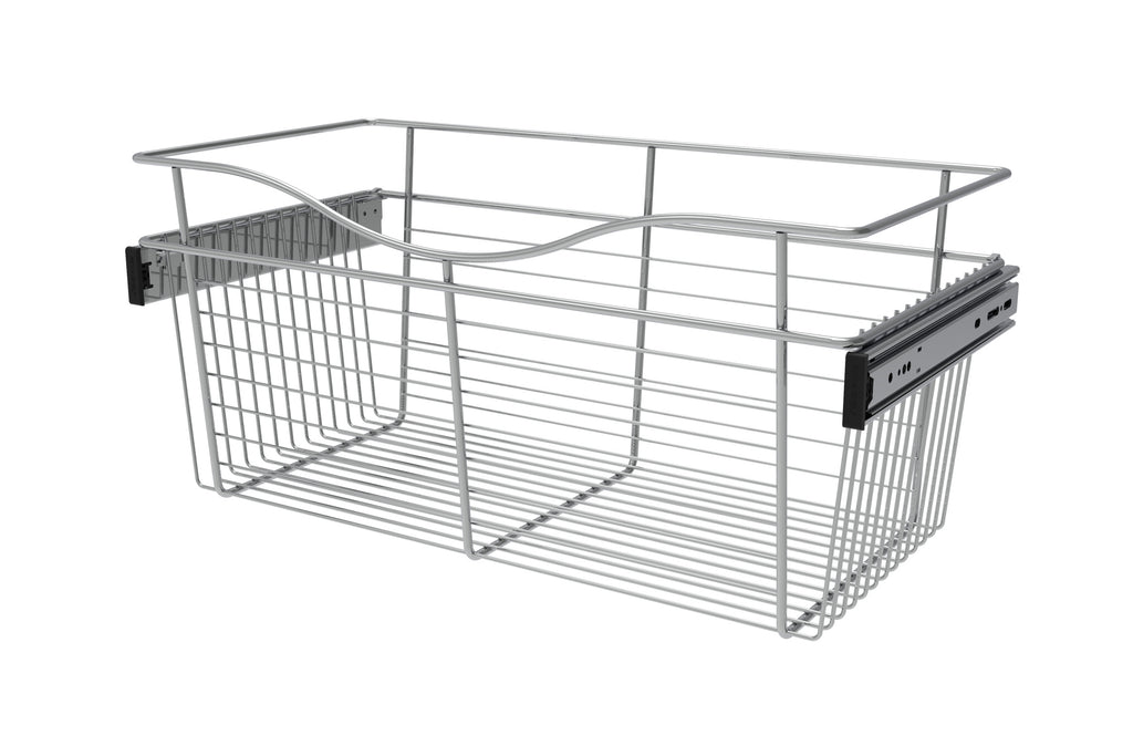 Chrome 24" Wire Pullout Basket for 12" Deep Closet - 11" H