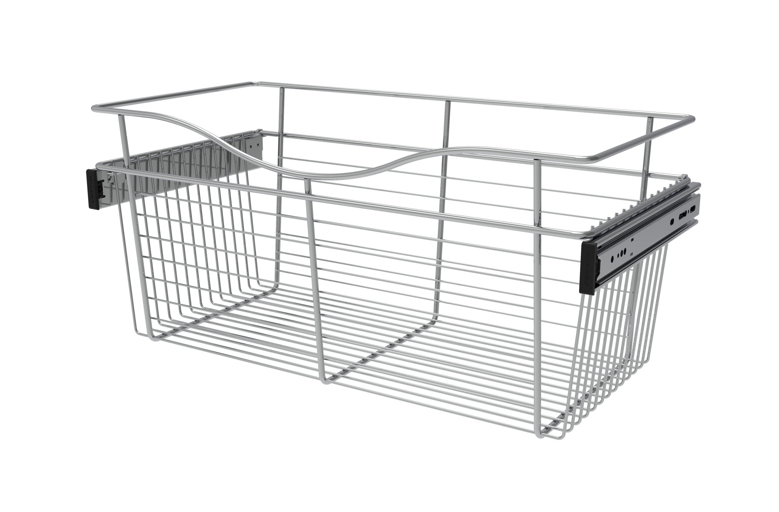Chrome 24" Wire Pullout Basket for 12" Deep Closet - 11" H