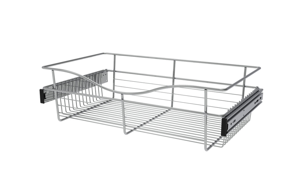 Chrome 24" Wire Pullout Basket for 14" Deep Closet - 7" H
