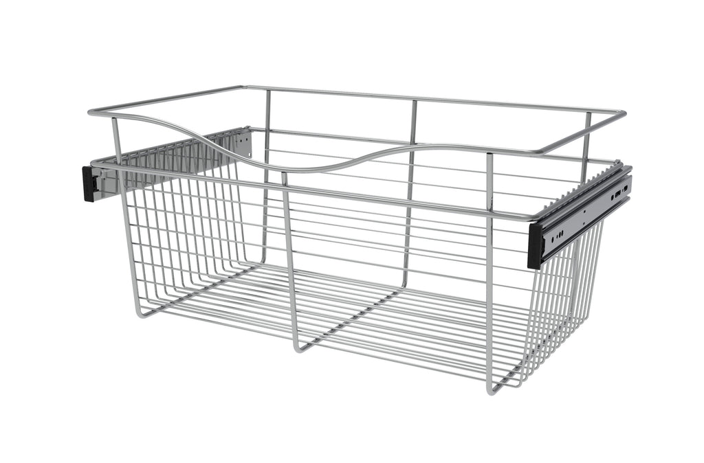 Chrome 24" Wire Pullout Basket for 14" Deep Closet - 11" H