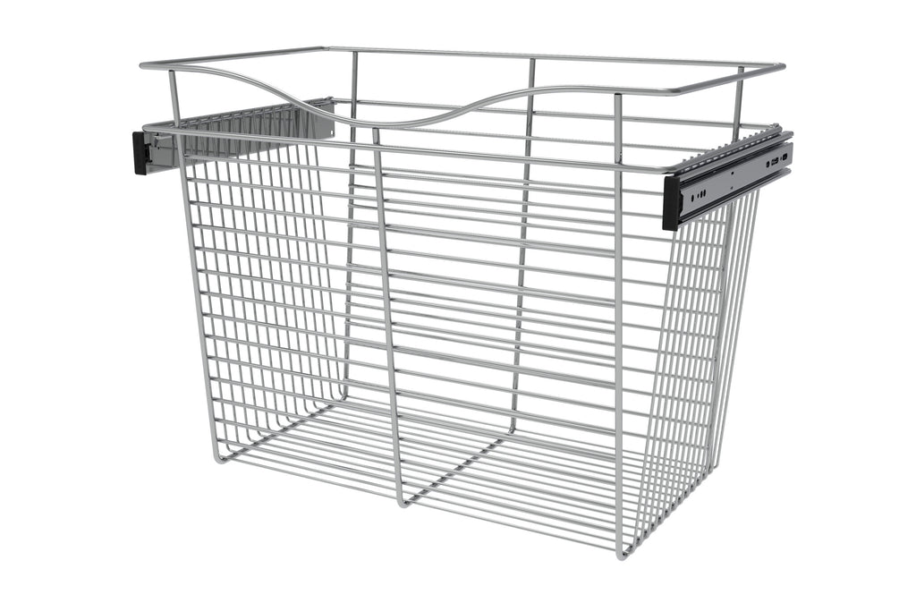 Chrome 24" Wire Pullout Basket for 14" Deep Closet - 18" H
