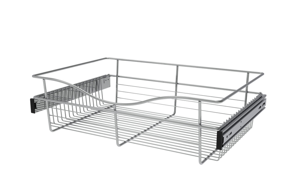 Chrome 24" Wire Pullout Basket for 16" Deep Closet - 7" H
