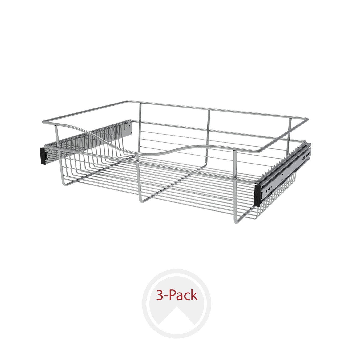 Chrome 24" Wire Pullout Basket for 16" Deep Closet - 7" H (3-pack)