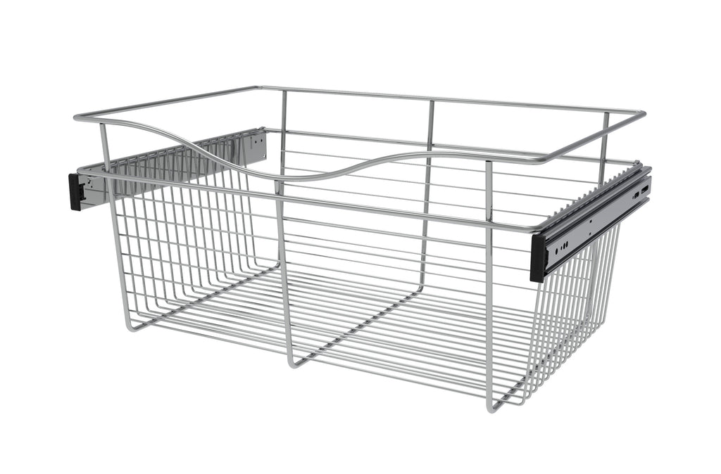 Chrome 24" Wire Pullout Basket for 16" Deep Closet - 11" H