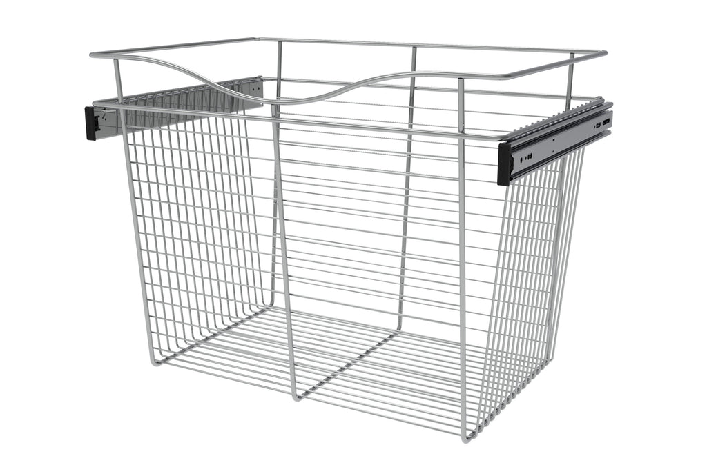 Chrome 24" Wire Pullout Basket for 16" Deep Closet - 18" H