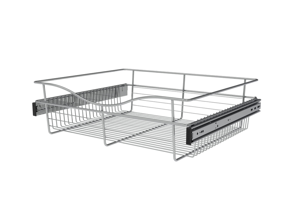 Chrome 24" Wire Pullout Basket for 20" Deep Closet - 7" H