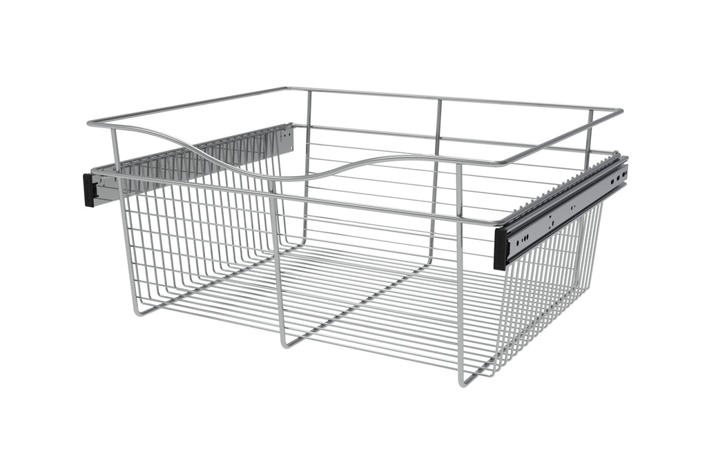 Chrome 24" Wire Pullout Basket for 20" Deep Closet - 11" H