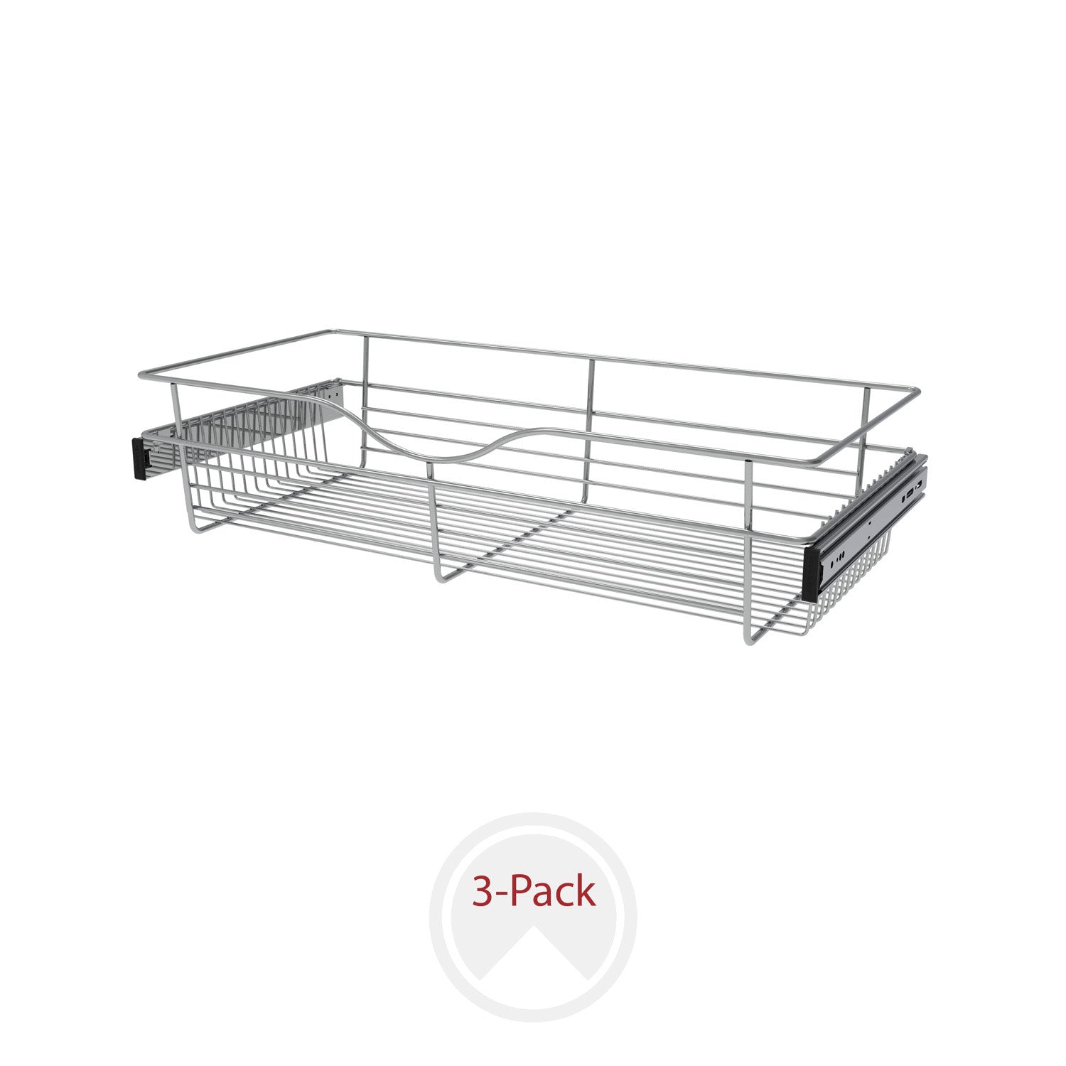 Chrome 30" Wire Pullout Basket for 14" Deep Closet  - 7" H (3-pack) (3-pack)