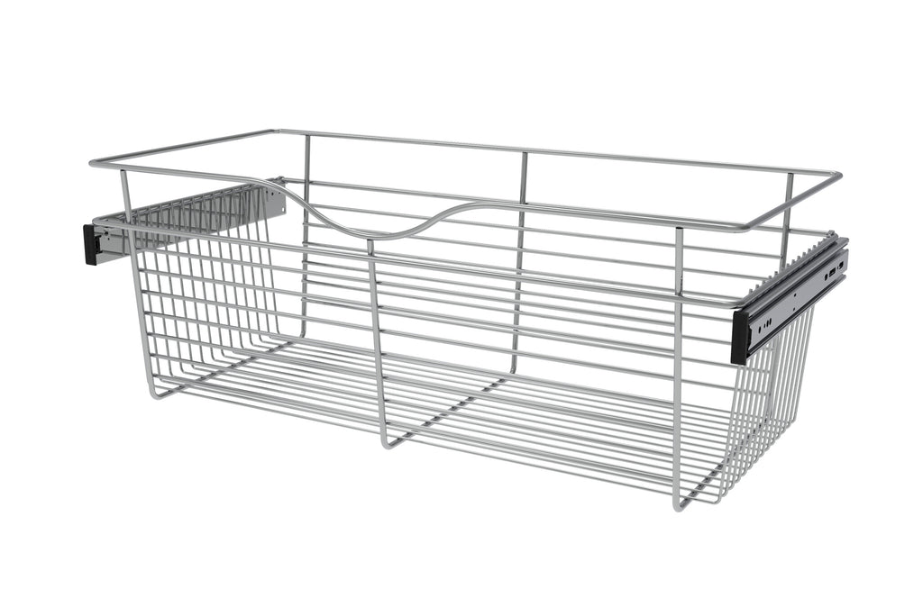 Chrome 30" Wire Pullout Basket for 14" Deep Closet - 11" H