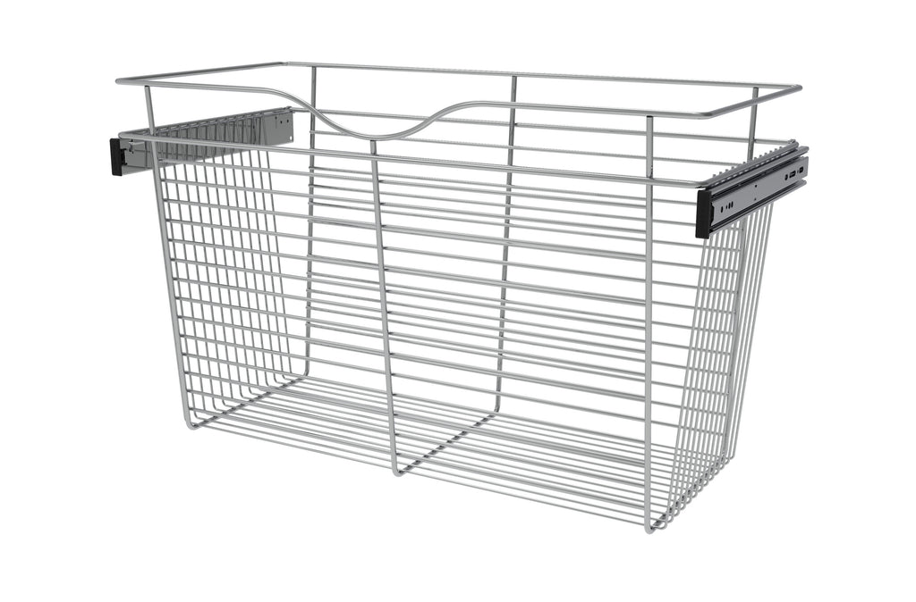 Chrome 30" Wire Pullout Basket for 14" Deep Closet - 18" H