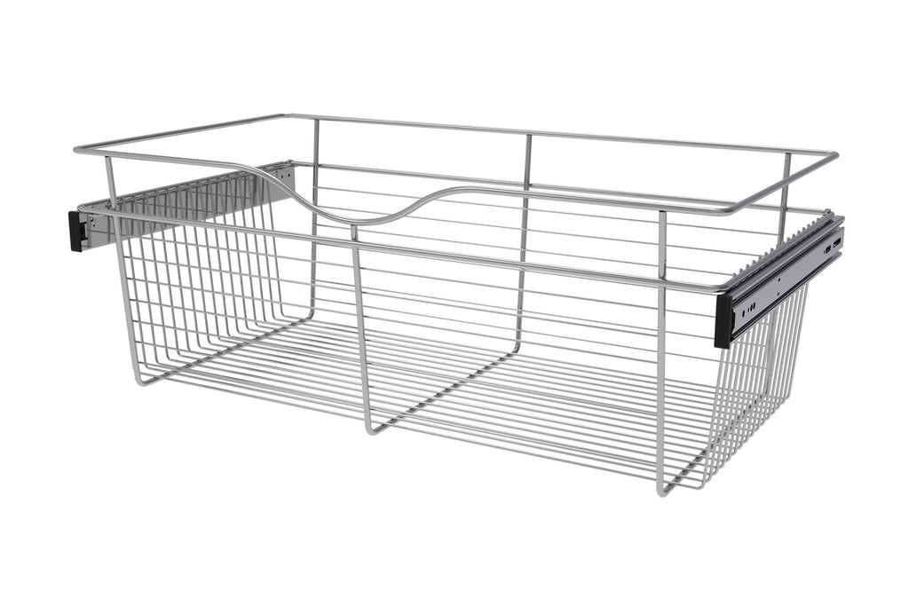 Chrome 30" Wire Pullout Basket for 16" Deep Closet - 11" H