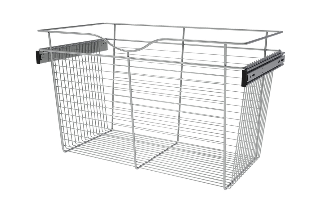 Chrome 30" Wire Pullout Basket for 16" Deep Closet - 18" H