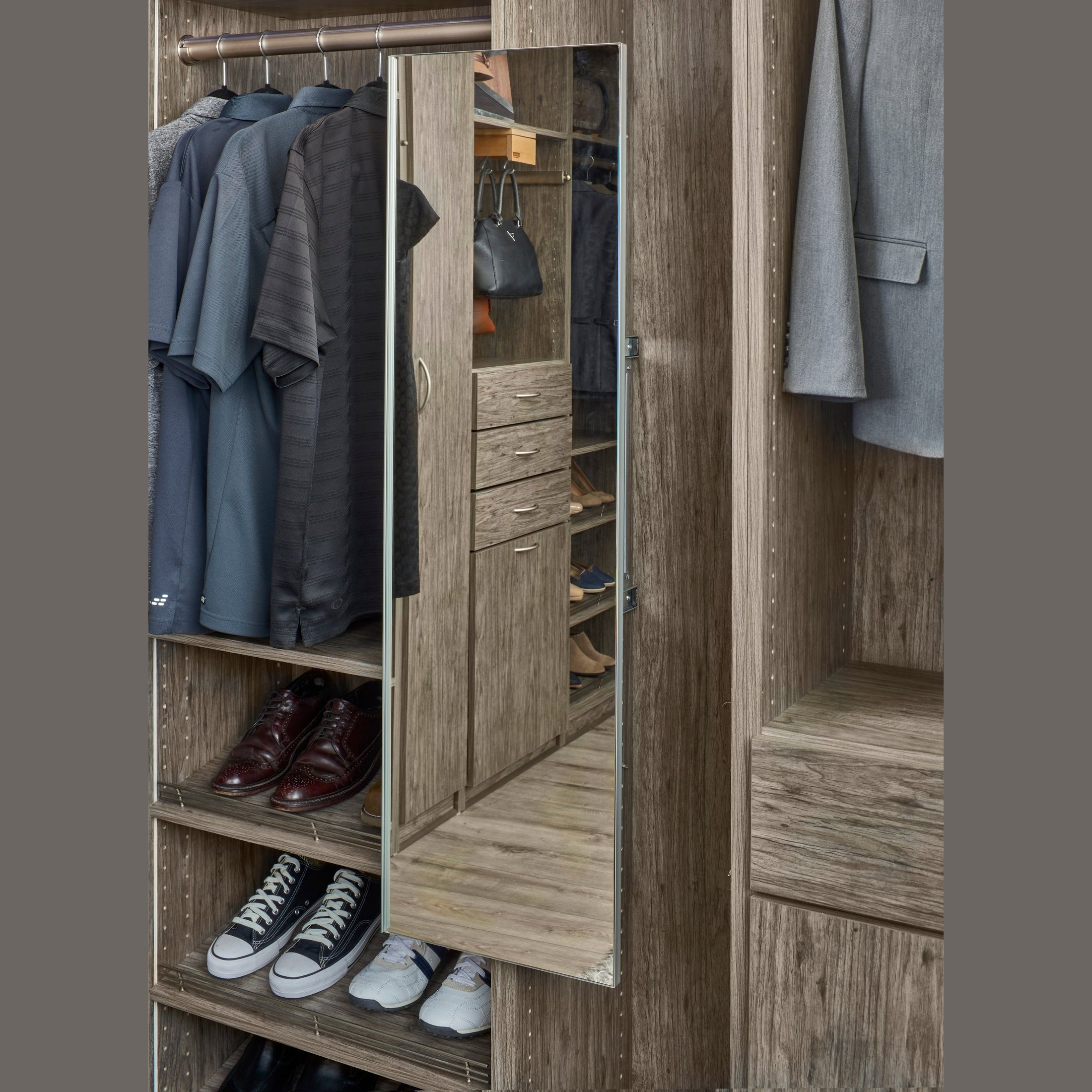 Silver Mist 48" Premier Pullout Mirror w/ Soft-Close for 14" Deep Closet