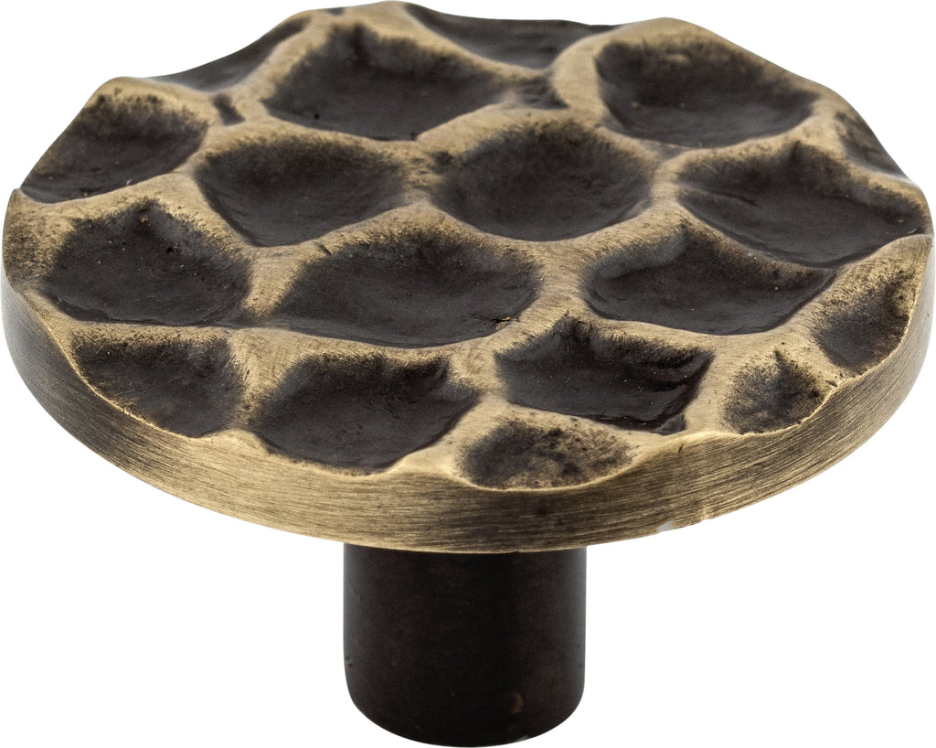 Top Knobs Cobblestone Series 1-15/16"L Round Knob, Brass Antique