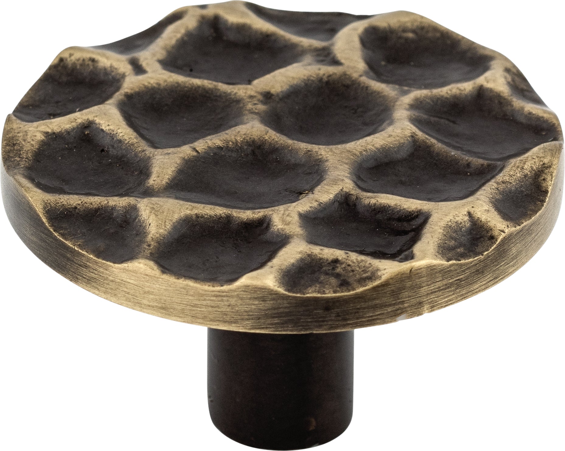 Top Knobs Cobblestone Series 1-15/16"L Round Knob, Brass Antique