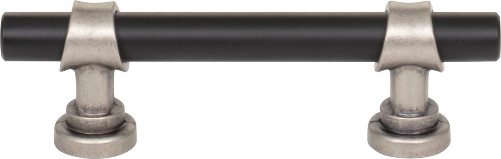 Top Knobs Bit Series 3"(76mm) CC Pull, Flat Black and Pewter Antique