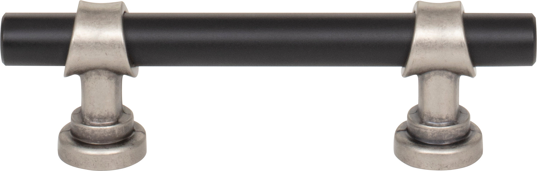 Top Knobs Bit Series 3"(76mm) CC Pull, Flat Black and Pewter Antique