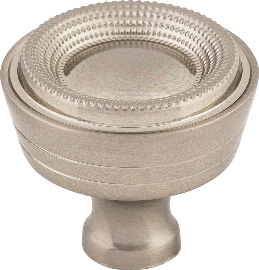 Top Knobs Beaded Series 1-5/16"L Knob, Brushed Satin Nickel