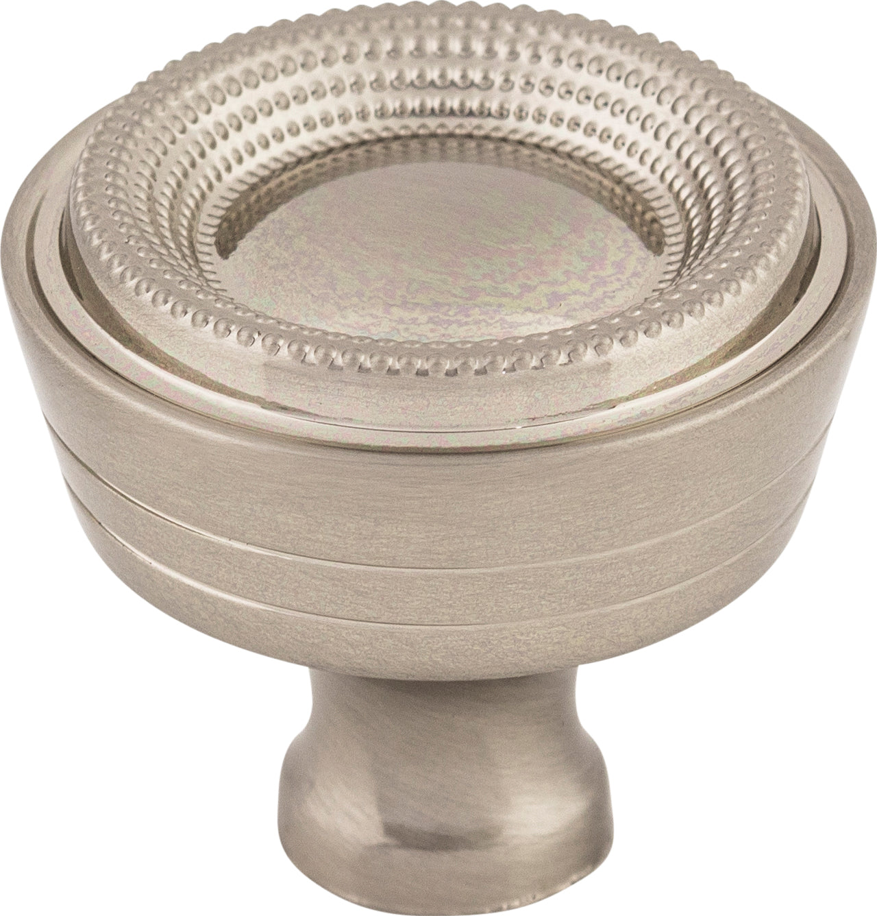 Top Knobs Beaded Series 1-5/16"L Knob, Brushed Satin Nickel