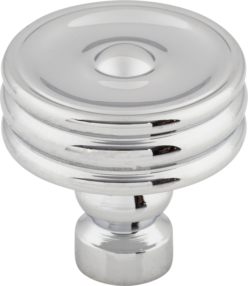 Top Knobs Brixton Series 1-1/4"L Ridged Knob, Polished Chrome