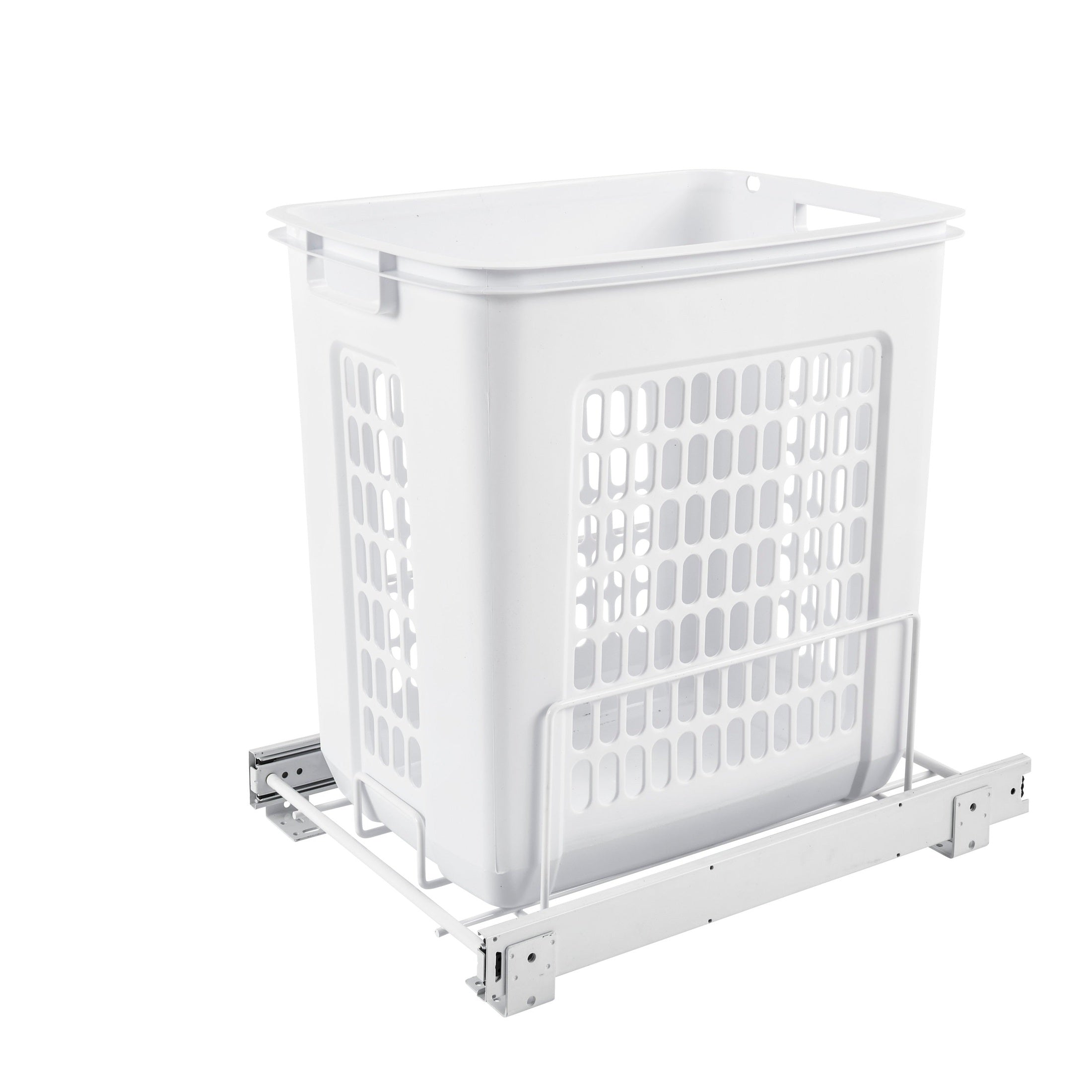 20" Deep White Polymer Pullout Hamper w/ Full-Extension Slides